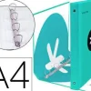 CARPETA 4 ANILLAS 40 MM MIXTAS LIDERPAPEL ANTARTIK A4 FORRADA COLOR MENTA
