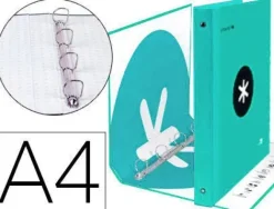 CARPETA 4 ANILLAS 40 MM MIXTAS LIDERPAPEL ANTARTIK A4 FORRADA COLOR MENTA