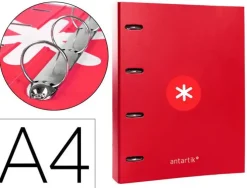 CARPETA 4 ANILLAS 40 MM MIXTAS LIDERPAPEL ANTARTIK A4 FORRADA COLOR FRAMBUESA