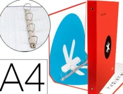 CARPETA 4 ANILLAS 40 MM MIXTAS LIDERPAPEL ANTARTIK A4 FORRADA COLOR ROJO