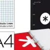 CARPETA CON RECAMBIO Y SOLAPA LIDERPAPEL ANTARTIK A4 CUADRO 5 MM FORRADA 4 ANILLAS REDONDAS 40MM COLOR NEGRA