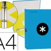 CARPETA LIDERPAPEL ANTARTIK A4 FORRADA 4 ANILLAS 25 MM REDONDAS COLOR AZUL