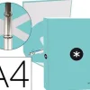 CARPETA LIDERPAPEL ANTARTIK A4 FORRADA 4 ANILLAS 25 MM REDONDAS COLOR MENTA