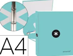 CARPETA LIDERPAPEL ANTARTIK A4 FORRADA 4 ANILLAS 25 MM REDONDAS COLOR MENTA