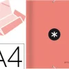 CARPETA LIDERPAPEL ANTARTIK GOMAS A4 3 SOLAPAS CARTON FORRADO COLOR CORAL