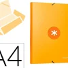 CARPETA LIDERPAPEL ANTARTIK GOMAS A4 3 SOLAPAS CARTON FORRADO COLOR MOSTAZA