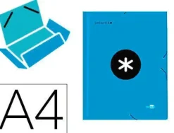 CARPETA LIDERPAPEL ANTARTIK GOMAS A4 3 SOLAPAS CARTON FORRADO COLOR AZUL