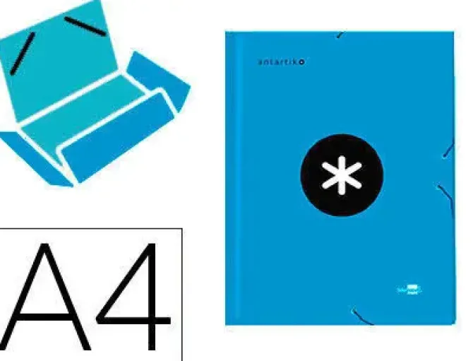 CARPETA LIDERPAPEL ANTARTIK GOMAS A4 3 SOLAPAS CARTON FORRADO COLOR AZUL