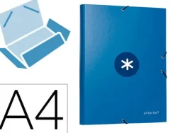 CARPETA LIDERPAPEL ANTARTIK GOMAS A4 3 SOLAPAS CARTON FORRADO AZUL OSCURO
