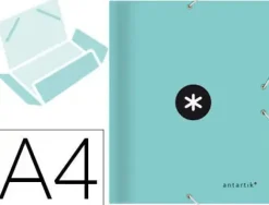 CARPETA LIDERPAPEL ANTARTIK GOMAS A4 3 SOLAPAS CARTON FORRADO COLOR MENTA