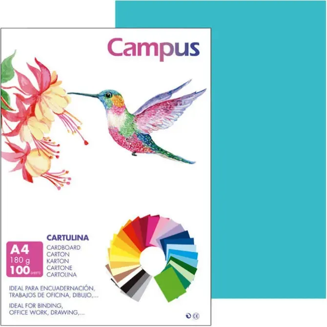 CARTULINA CAMPUS A4 180G TURQUESA