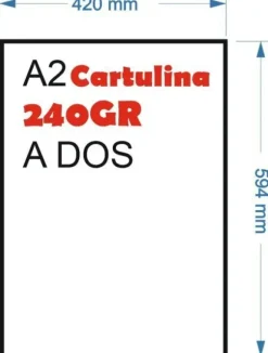 CARTULINA 240GR 10HOJAS TAMAÑO A2 594X420MM BLANCO GRUESO MATE