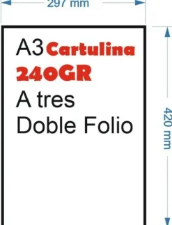 CARTULINA 240GR 10HOJAS TAMAÑO A3 420X297MM BLANCO GRUESO MATE