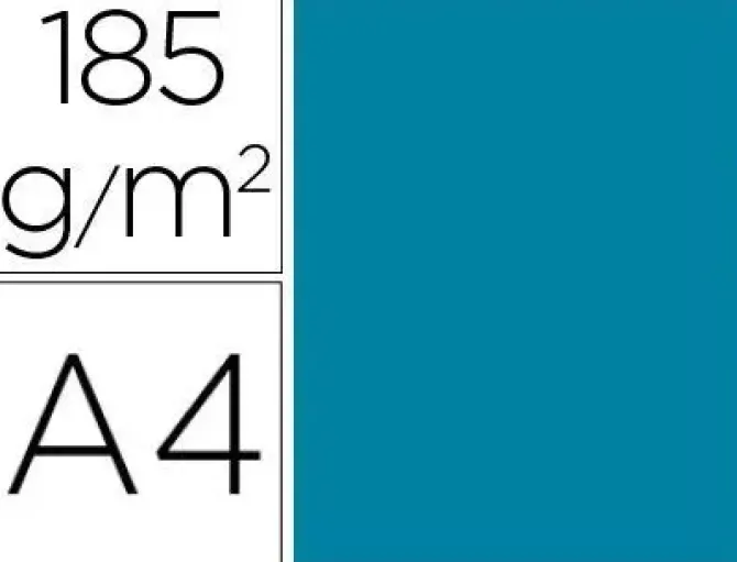 CARTULINA GUARRO DIN A4 AZUL CARIBE 185 GR 50 UNIDADES