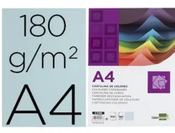 CARTULINA LIDERPAPEL A4 180G/M2 CELESTE PAQUETE DE 100