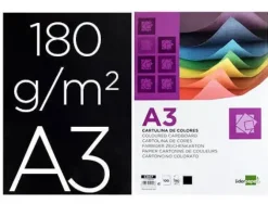CARTULINA LIDERPAPEL A3 180G/M2 NEGRO PAQUETE DE 100