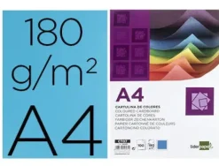 CARTULINA LIDERPAPEL A4 180G/M2 AZUL PAQUETE DE 100