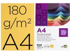 CARTULINA LIDERPAPEL A4 180G/M2 ORO PAQUETE DE 100