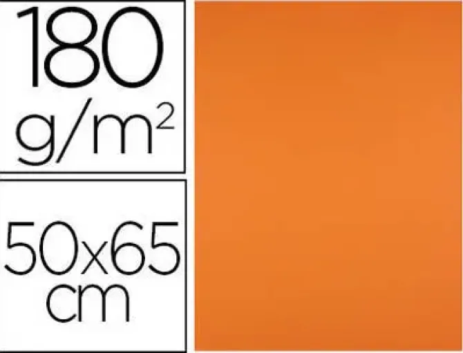CARTULINA LIDERPAPEL 50X65 CM 180G/M2 NARANJA PAQUETE DE 25