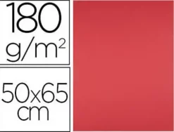 CARTULINA LIDERPAPEL 50X65 CM 180G/M2 ROJO PAQUETE DE 25