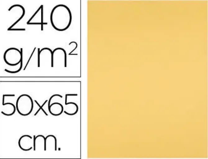 CARTULINA LIDERPAPEL 50X65 CM 240G/M2 ORO PAQUETE DE 25 UNIDADES