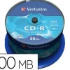 CD-R VERBATIM CAPACIDAD 700MB VELOCIDAD 52X 80 MIN TARRINA DE 50 UNIDADES