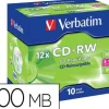 CD-RW VERBATIM SERL CAPACIDAD 700MB VELOCIDAD 12X 80 MIN PACK DE 10 UNIDADES