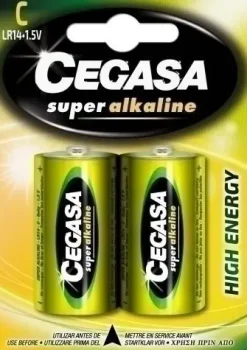 CEGASA SUPER ALCALINE LR14 PACK 2 PILAS LR14 C 1.5V - ALTA TECNOLOGIA - FIABILIDAD - ELEVADO RENDIMIENTO - MAXIMAS PRESTACIONES