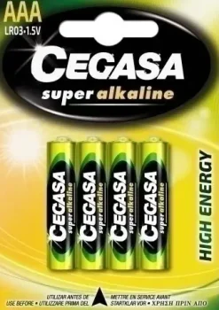 CEGASA SUPER ALCALINE PACK DE 4 PILAS LR03 AAA - ALTA TECNOLOGIA - FIABILIDAD - ELEVADO RENDIMIENTO - MAXIMAS PRESTACIONES