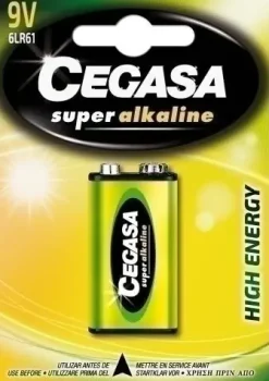 CEGASA SUPER ALKALINE PACK DE 1 PILA 6LR61 9V - ALTA TECNOLOGIA - FIABILIDAD - ELEVADO RENDIMIENTO - MAXIMAS PRESTACIONES