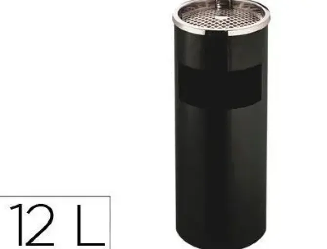 CENICERO PAPELERA METALICO Q-CONNECT NEGRO -61,5X25 CM CON RECOGECOLILLAS