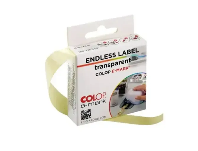 CINTA ADHESIVA COLOP POLIPROPILENO TRANSPARENTE BRILLO PARA IMPRESORA E-MARK