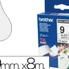 CINTA BROTHER TZEN231 NEGRO SOBRE BLANCO 9 MM NO LAMINADA
