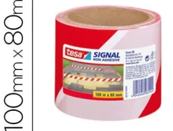 CINTA DE SEÑALIZACION TESA ROJO Y BLANCO 100MT X 80 MM