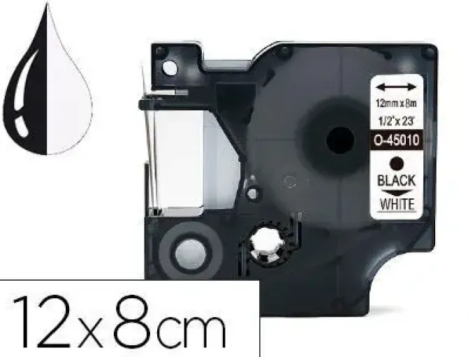 CINTA Q-CONNECT MK-221 BLANCO-NEGRO 9MM LONGITUD 8 MT