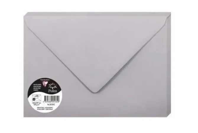 CLAIREFONTAINE POLLEN 20 SOBRES 162X229MM 120GR GRIS KOALA 5532C