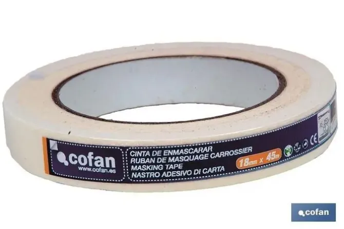 COFAN CINTA ADHESIVA CARROCERO "CREPPE" PARA PINTOR 18MM X 45MTS 103900015 KREPP