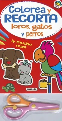 COLOREA Y RECORTA - LOROS, GATOS Y PERROS