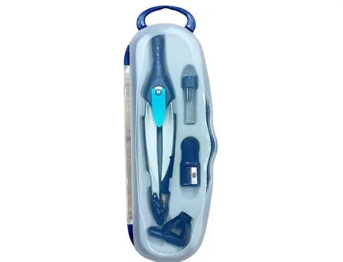 COMPAS LIDERPAPEL LOCK DEVICE CON ADAPTADOR UNIVERSAL Y TUBO DE MINAS COLOR AZUL OSCURO