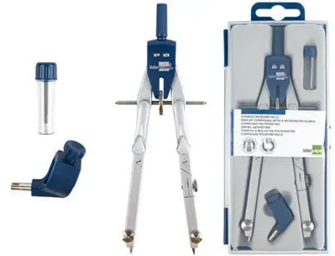 COMPAS LIDERPAPEL MICROMETRICO CON BIGOTERA RAPIDA Y ADAPTADOR