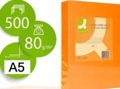 CONNECT PAPEL 500 HOJAS A5 CUARTILLA NARANJA FLUOR 210X148,5MM 80GR