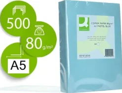 CONNECT PAPEL 500 HOJAS A5 CUARTILLA AZUL CELESTE 210X148,5MM 80GR
