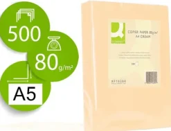 CONNECT PAPEL 500 HOJAS A5 CUARTILLA CREMA 210X148,5MM 80GR