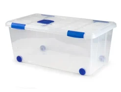 CONTENEDOR PLASTICO PLASTICFORTE N 7 TRANSPARENTE CON TAPA 61L 73X41X32 CM