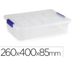 CONTENEDOR PLASTICO PLASTICFORTE 5 LITROS N 30 TRANSPARENTE CON TAPA 260X400X85 MM