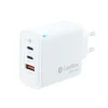 COOLBOX CARGADOR DE PARED 65W QC3.0 + PD - USB-A + 2XUSB-C - CARGA RAPIDA - TECNOLOGÍA GAN - COLOR BLANCO