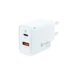 COOLBOX CARGADOR DE PARED 30W QC3.0 + PD - USB-A + USB-C - CARGA RAPIDA - TECNOLOGÍA GAN - COLOR BLANCO