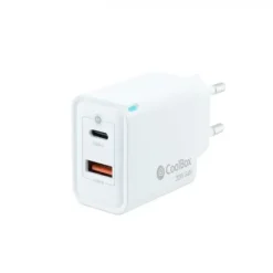 COOLBOX CARGADOR DE PARED 30W QC3.0 + PD - USB-A + USB-C - CARGA RAPIDA - TECNOLOGÍA GAN - COLOR BLANCO