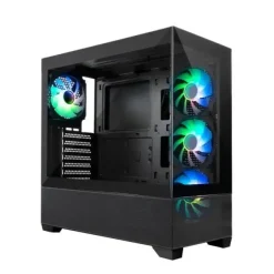COOLBOX GA250 VISION CAJA TORRE ATX, MICRO ATX, MINI-ITX - FRONTAL Y LATERAL CRISTAL TEMPLADO - TAMAÑO HDD 2.5, 3.5 - USB-A 3.0, USB-C Y AUDIO - 4 VENTILADORES ARGB 120MM - SOPORTA REFRIGERACION LIQUI
