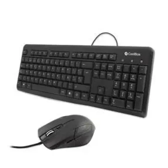 COOLBOX KTR-01U PACK USB TECLADO 105 TECLAS + RATON 4 BOTONES - USO AMBIDIESTRO - CABLE DE 1.50M - COLOR NEGRO